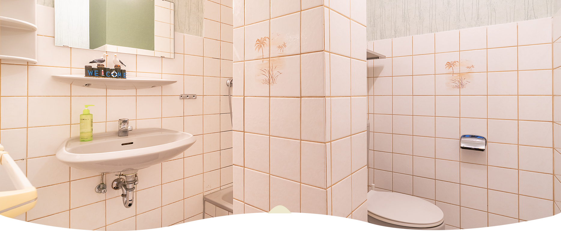 Ostsee-Ferienwohnung Schweinchen Badezimmer
